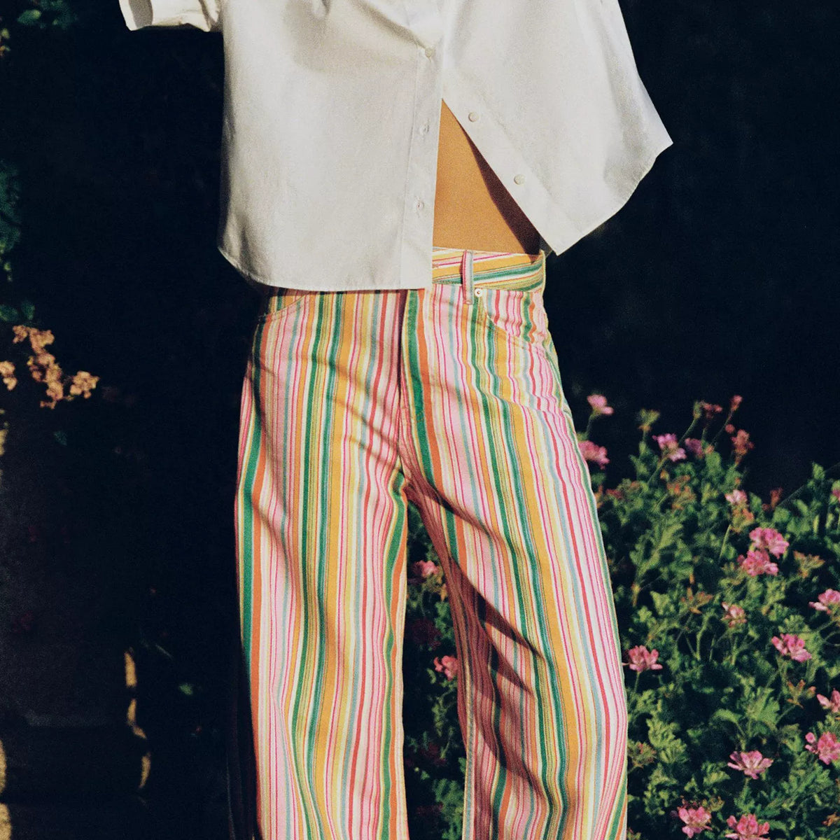 Striped Relaxed Mid-Rise Jeans
