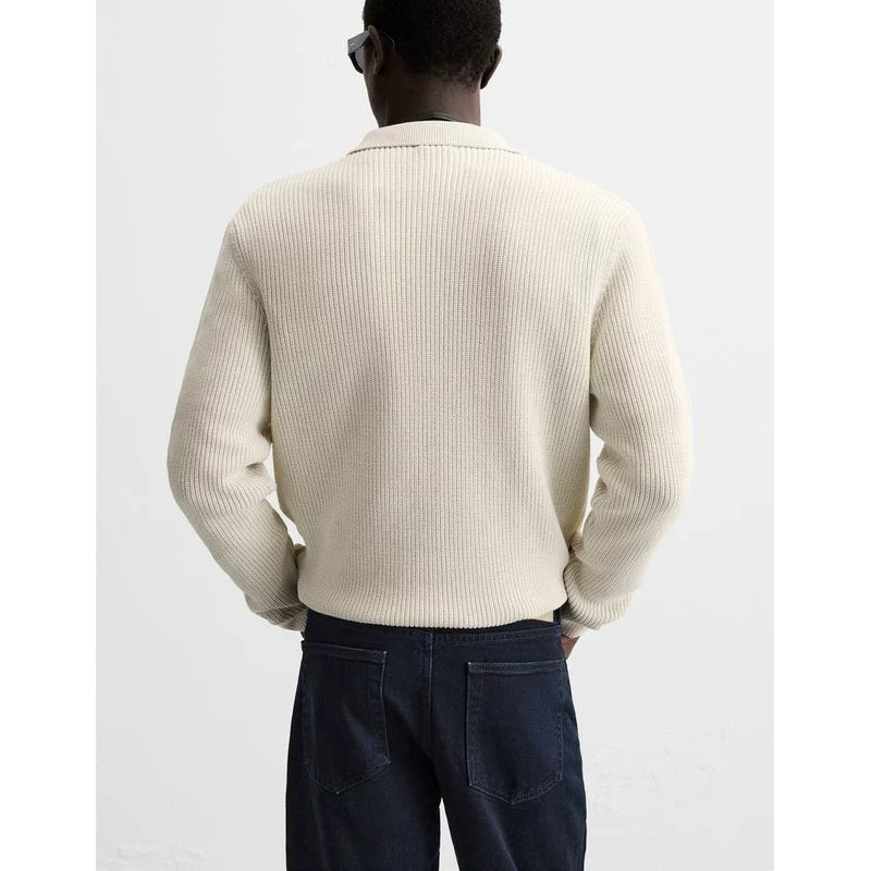 Textured Collared Knit Cardigan