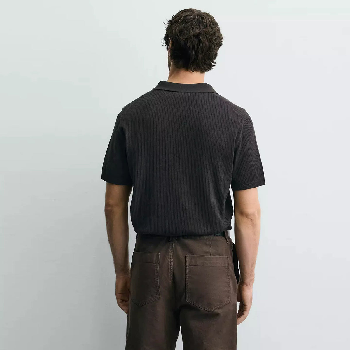 Ribbed Knit Polo
