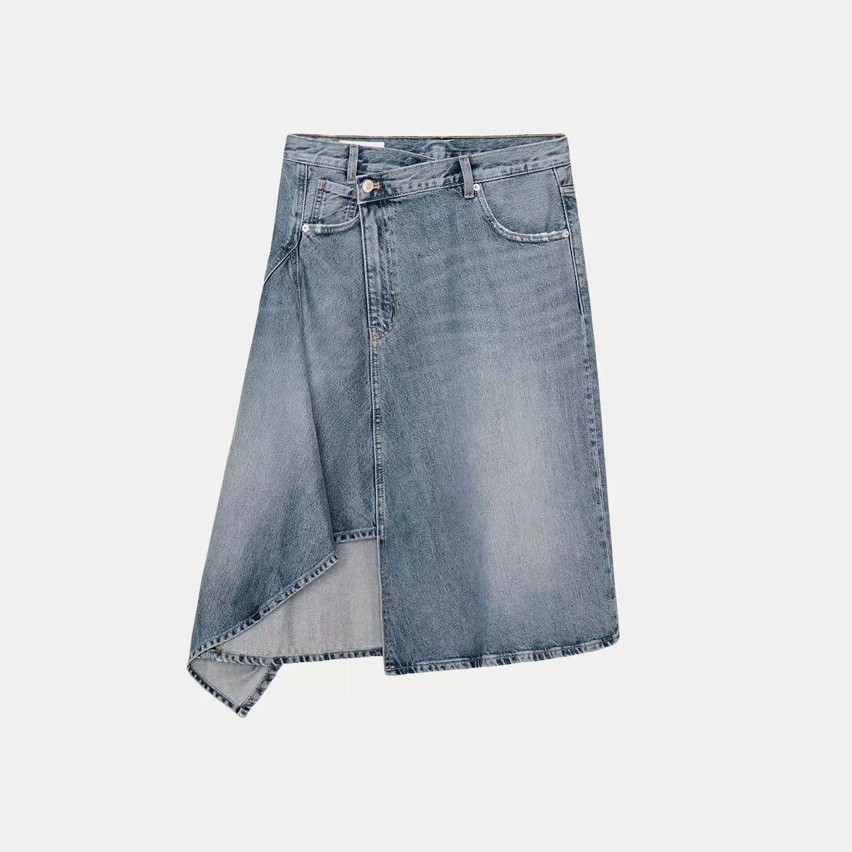 Asymmetric Denim Skirt