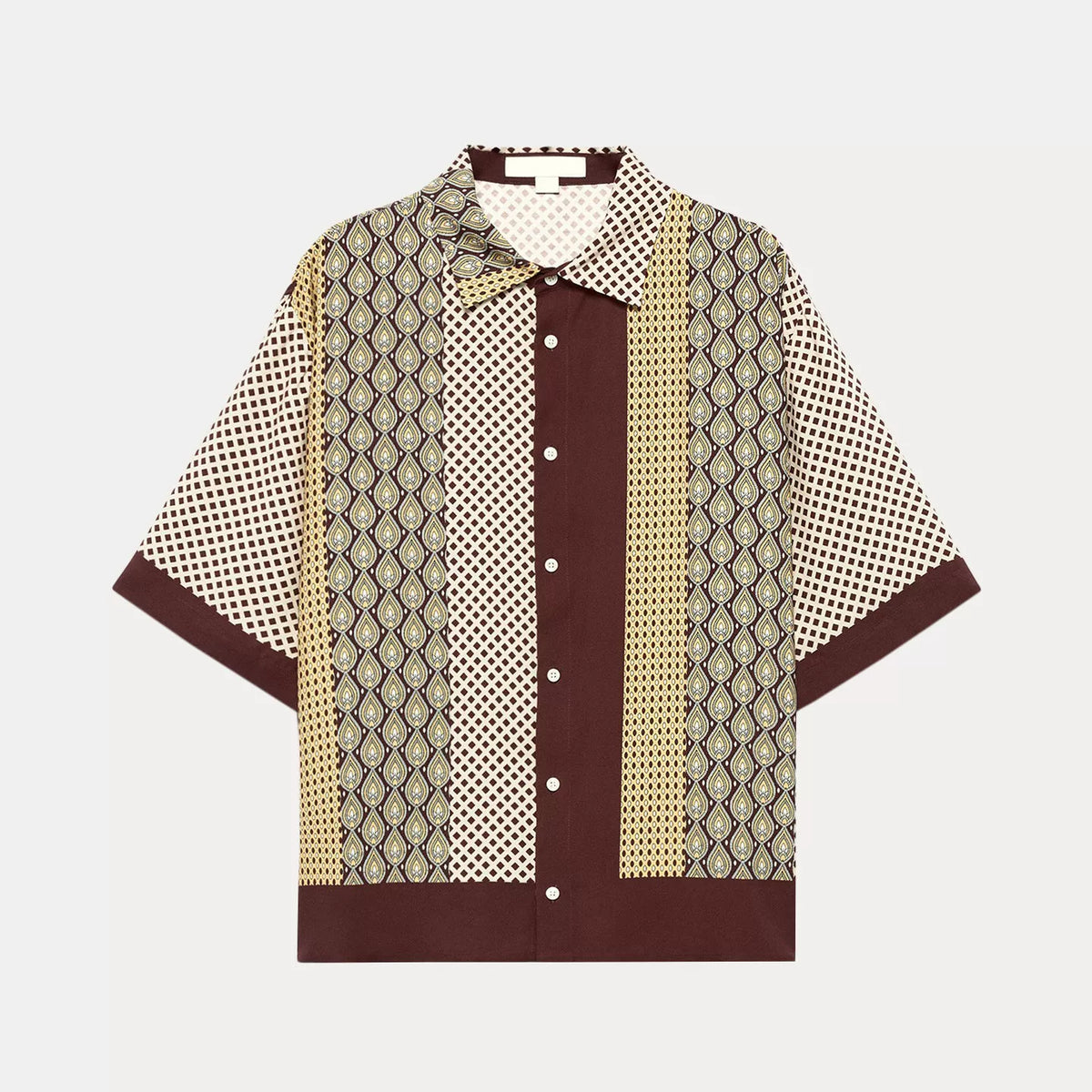 Contrast Short-Sleeve Shirt & Drape Trousers Set