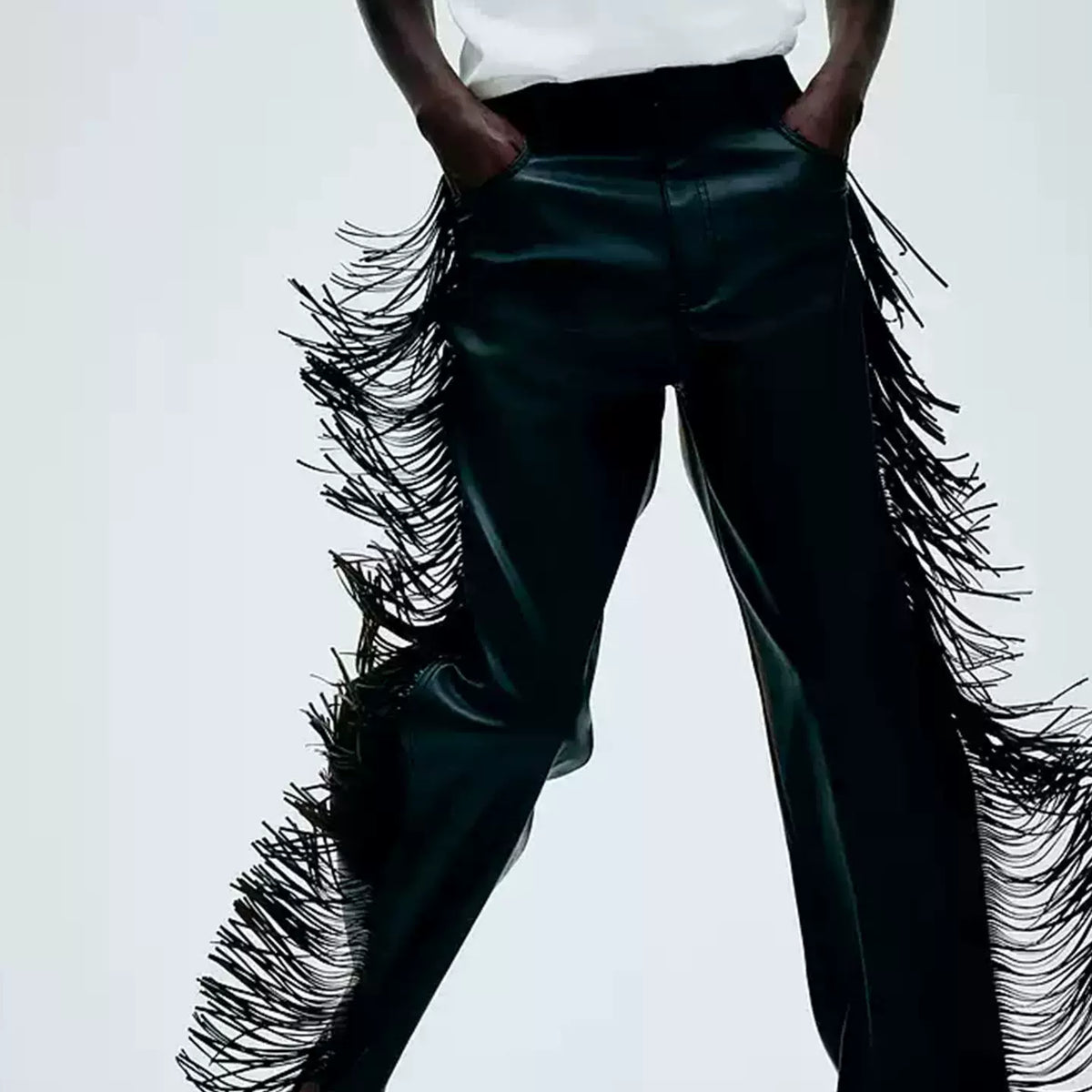 Fringe Straight-Leg Trousers