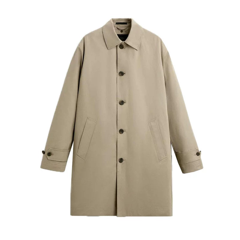Detachable-Lining Lapel Trench Coat