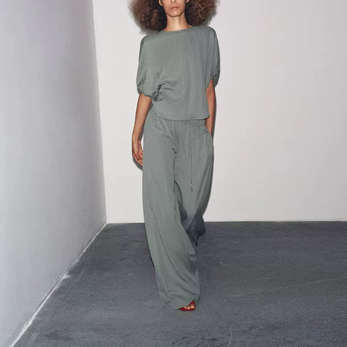 Pyjama-Style Shirt & Trousers Set