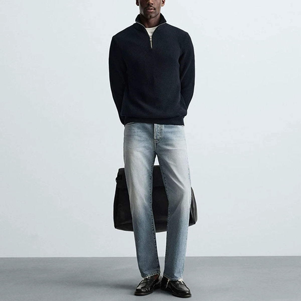 Half-Zip Mock Neck Sweater