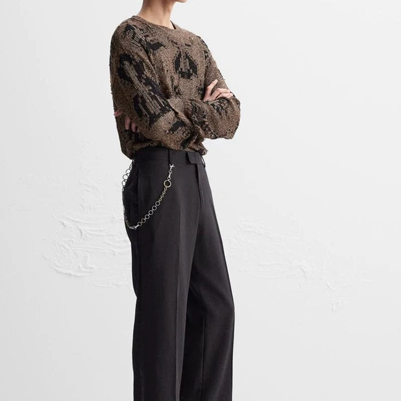 Glossy Open-Knit Sweater