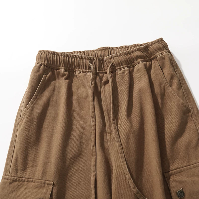 Washed Khaki Cargo Trousers