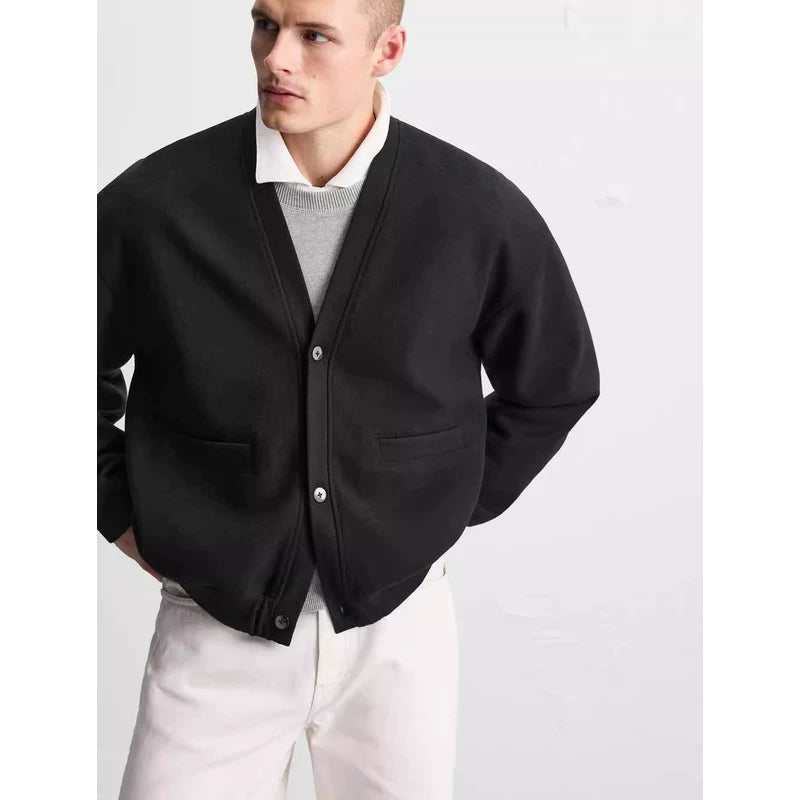 Single-Breasted V-Neck Knit Cardigan