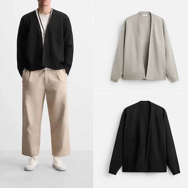 Open-Collar Knit Cardigan
