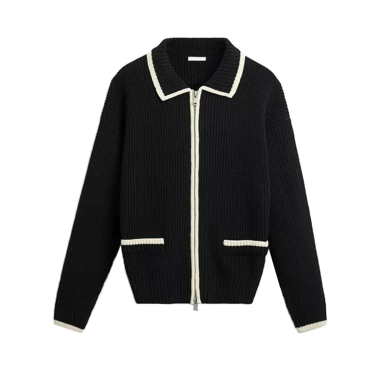 Contrast Zip Knit Cardigan
