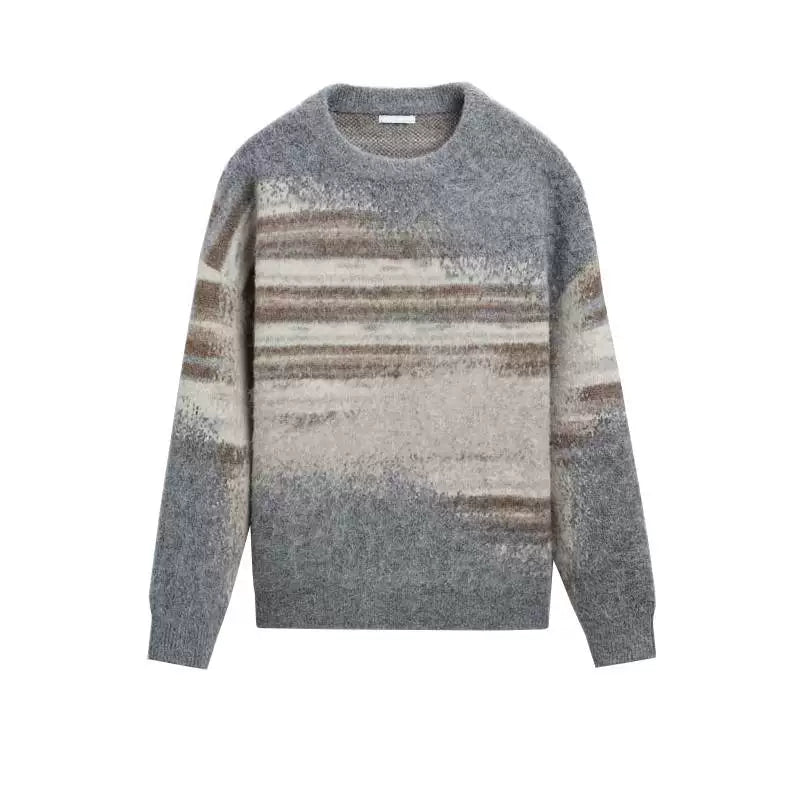 Brushed Striped Crew Neck Sweater