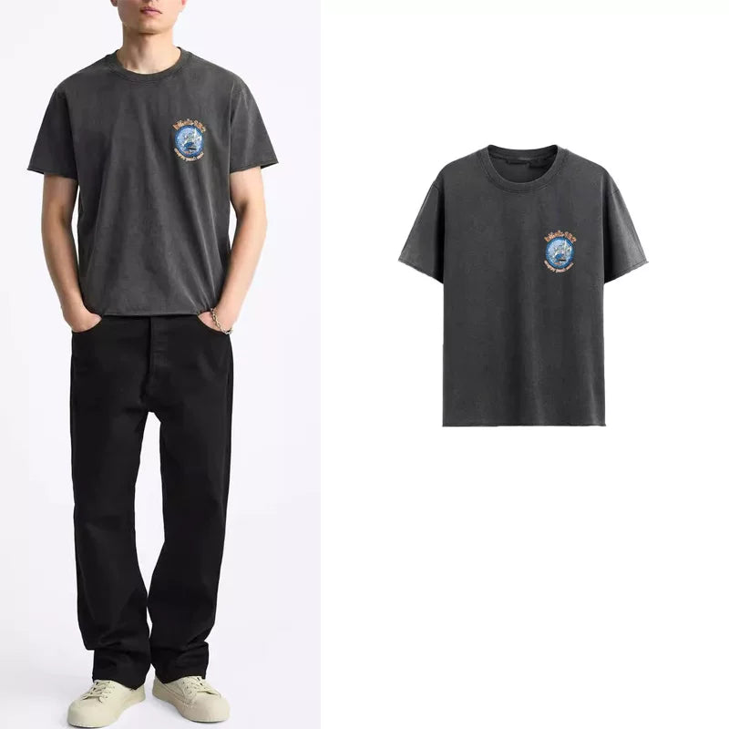 Washed Graphic Crew Neck Tee