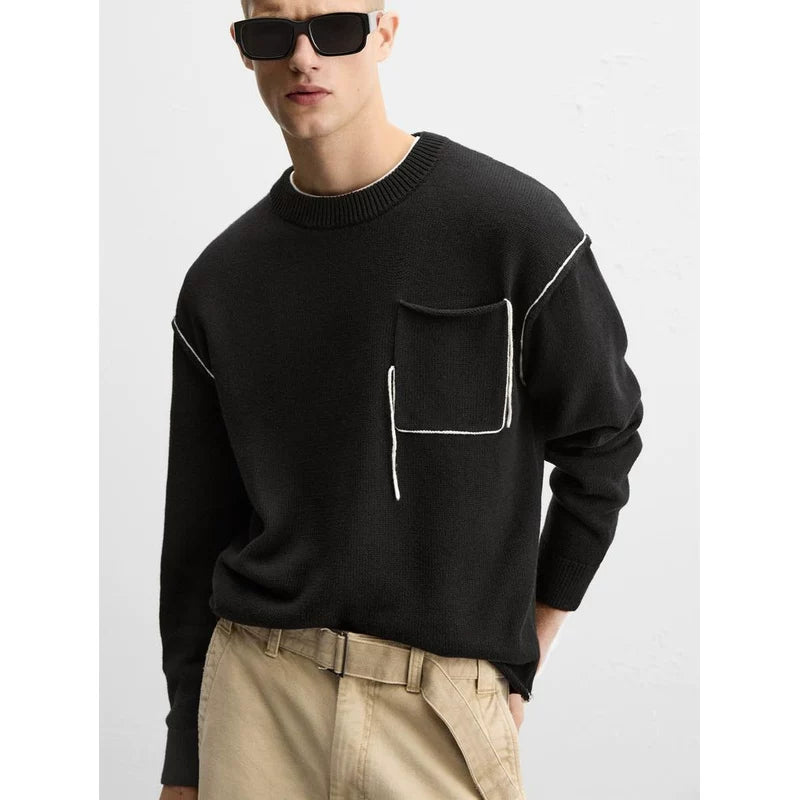 Contrast Trim Relaxed Knit Sweater