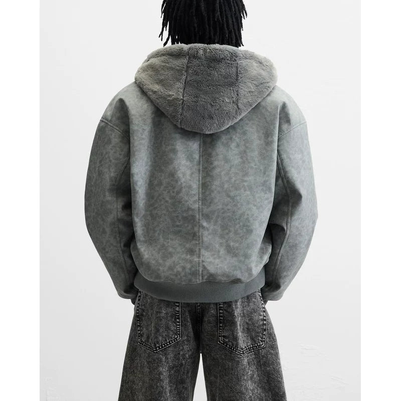 Reversible Hooded Pilot Jacket in Dark Gray