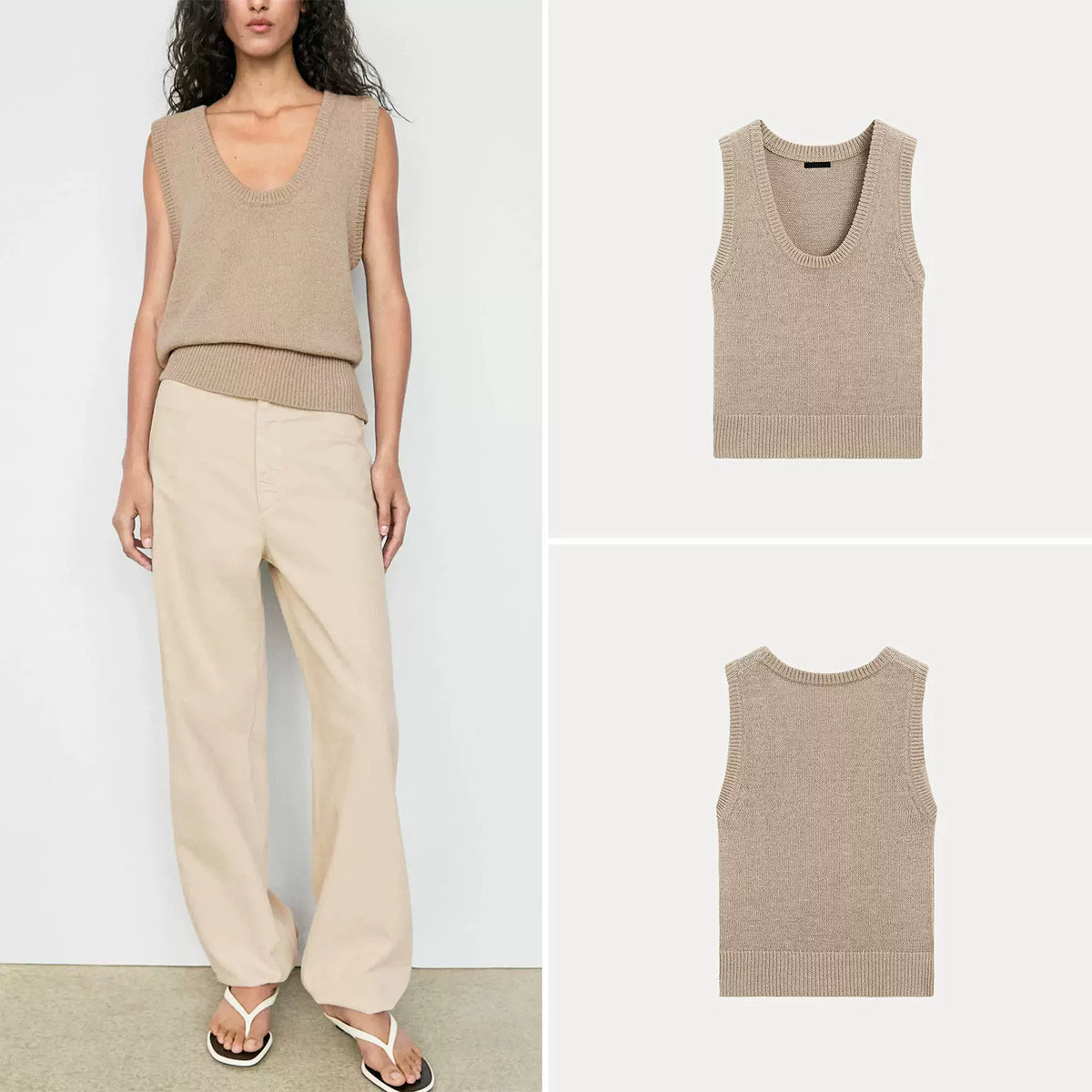 Ribbed Knit Sleeveless Vest