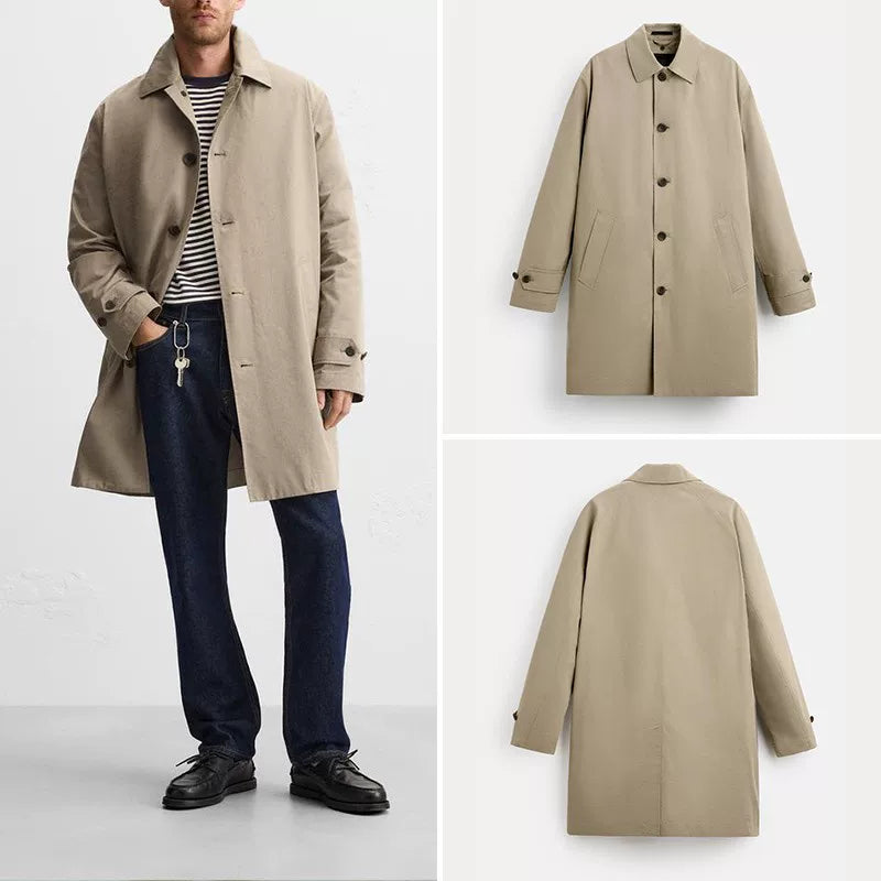 Detachable-Lining Lapel Trench Coat