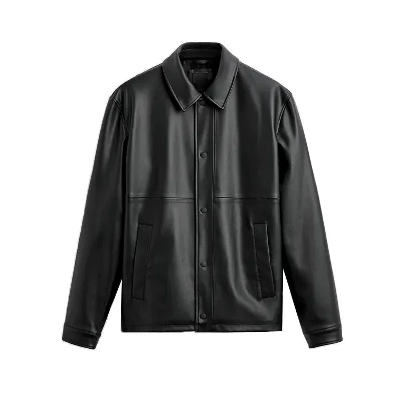 Faux Leather Slim Zip Jacket