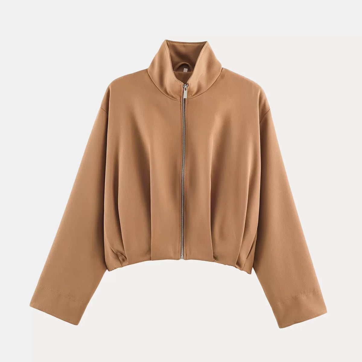 Stand-Collar Zip Bomber Jacket