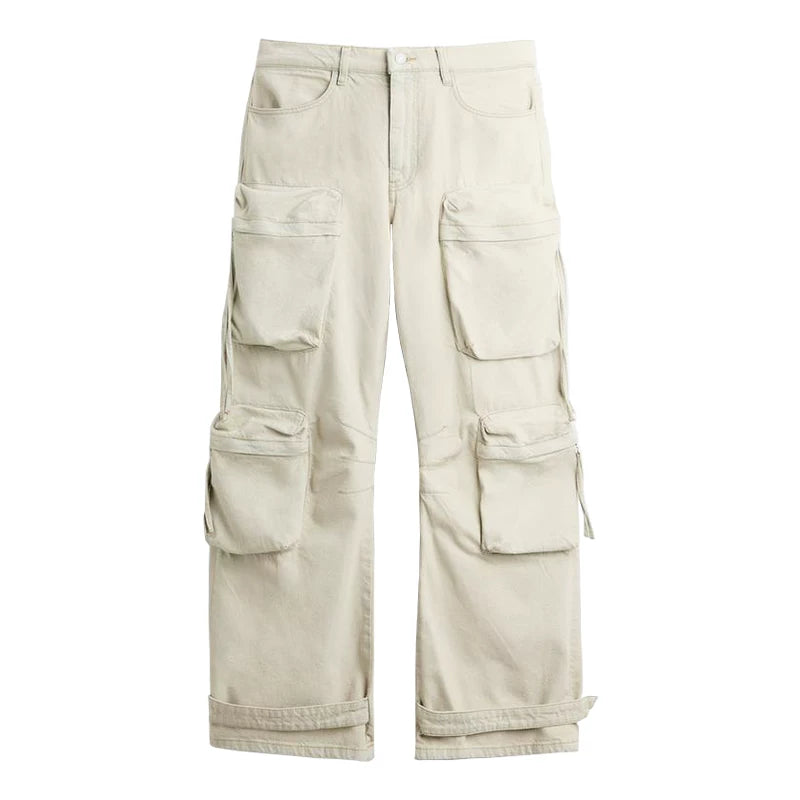 Wide-Leg Utility Pocket Jeans