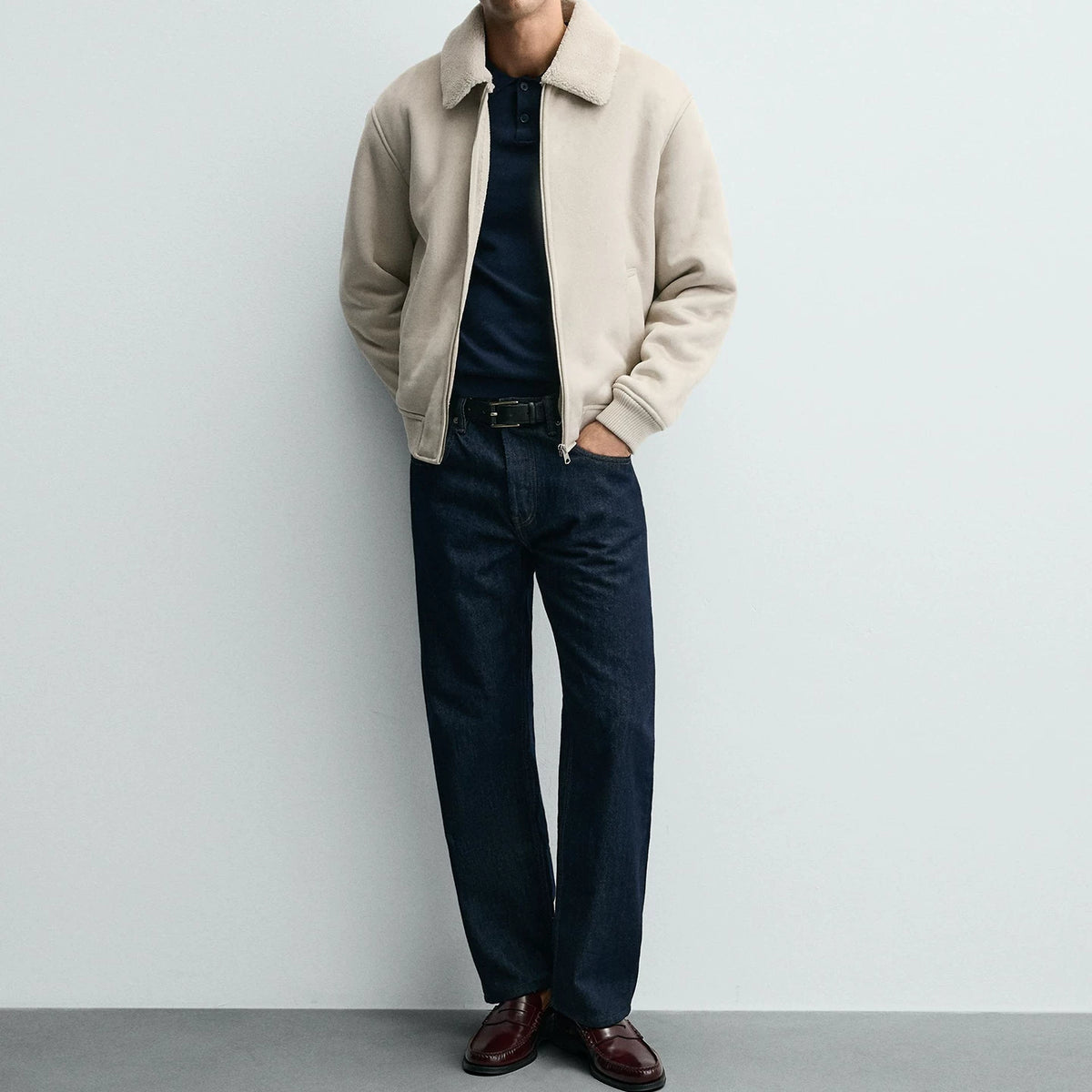 Panelled Suede-Effect Jacket