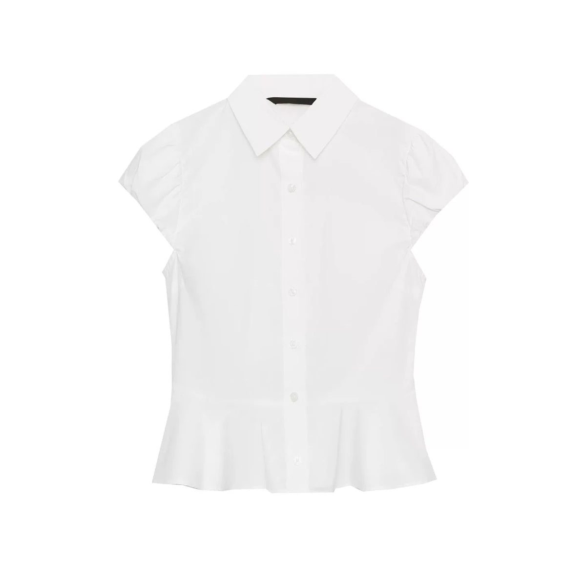 Puff-Sleeve Peplum Shirt