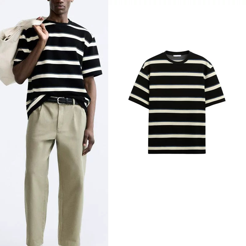 Striped Jacquard Crew T-Shirt