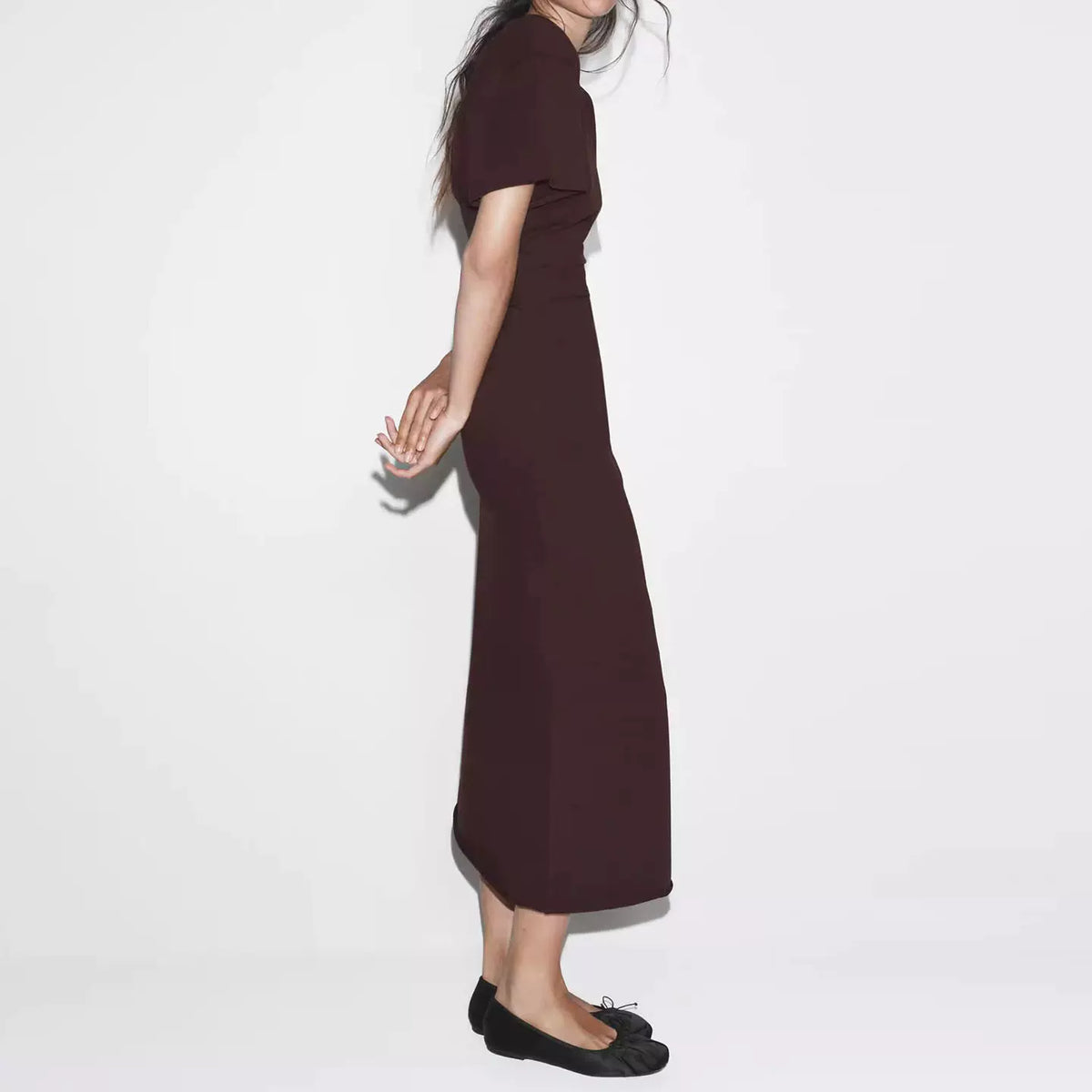 Ruched Brown Dress