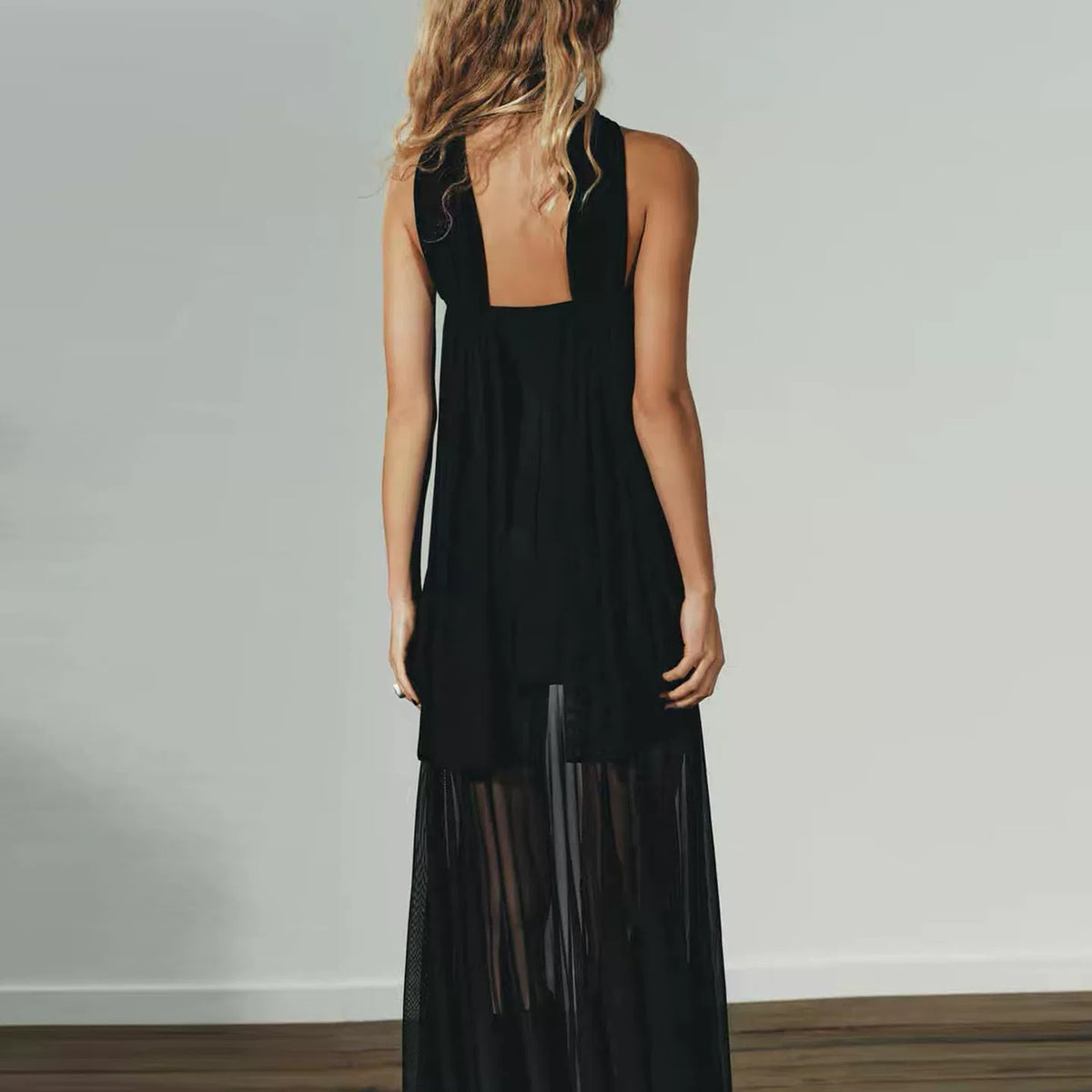 Sheer Panel Maxi Dress