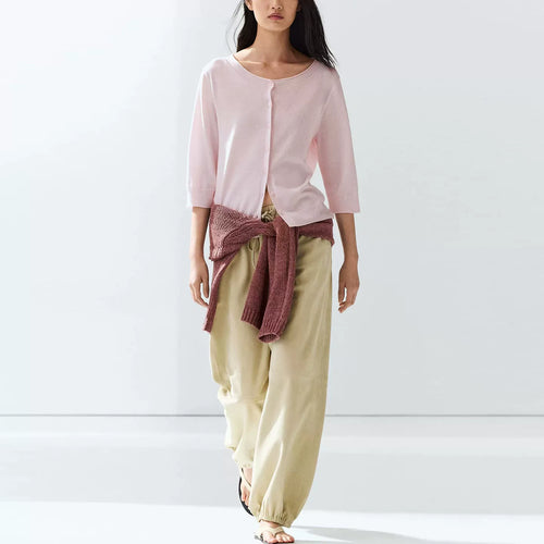 Boat-Neck Knit Cardigan
