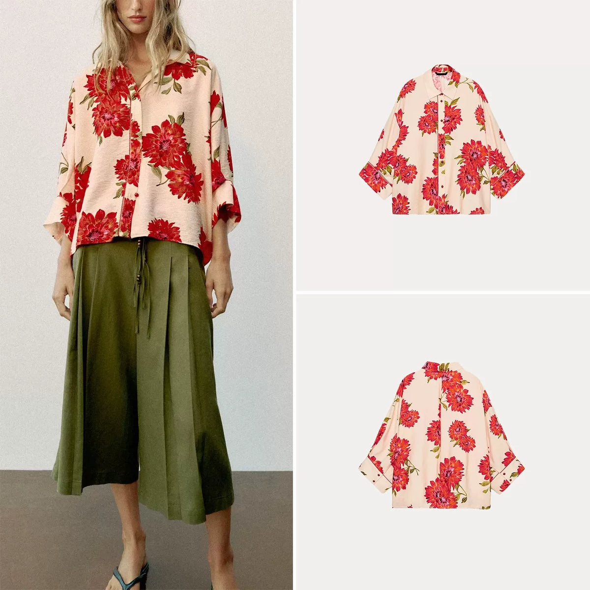 Wide Floral Print Shirt