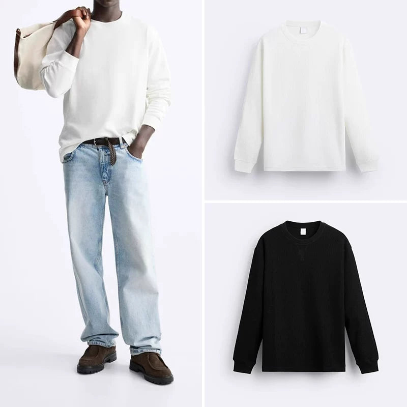 Ribbed Long-Sleeve Crew T-Shirt