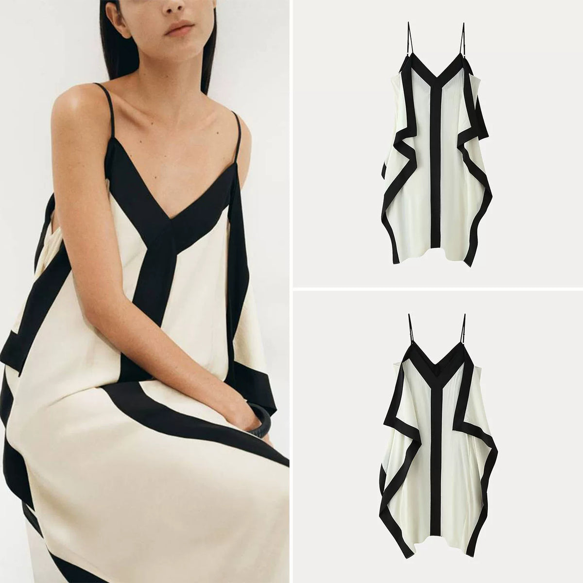 Contrast Draped Slip Dress
