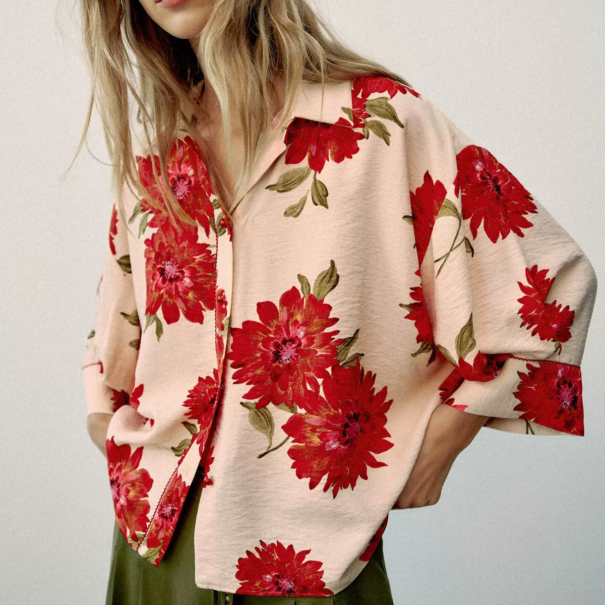 Wide Floral Print Shirt
