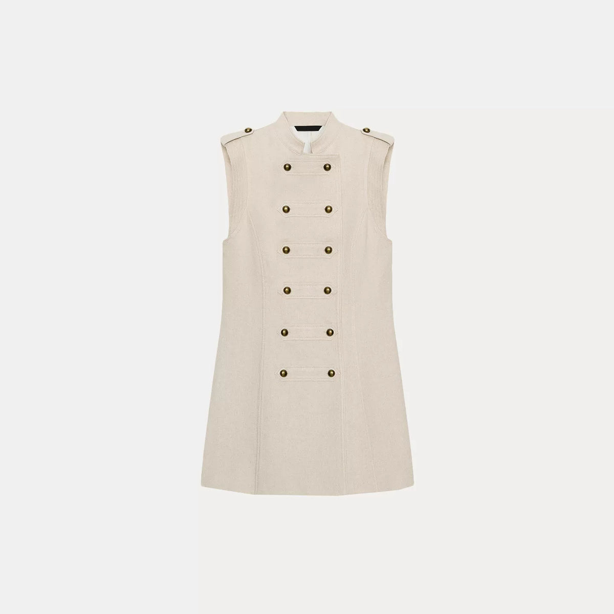 Sleeveless Knot-Button Mini Dress