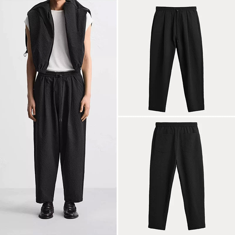 Seersucker Relaxed Trousers