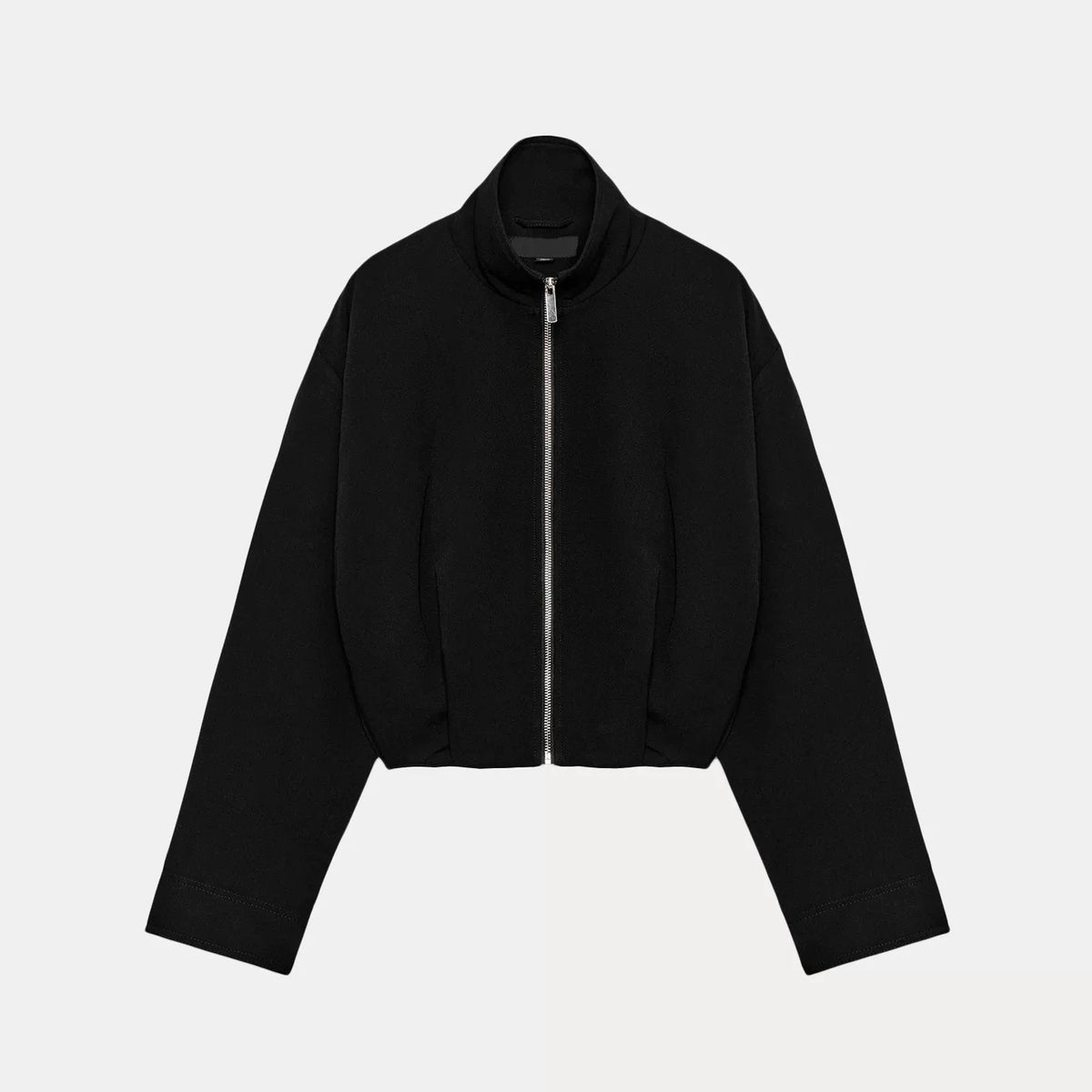 Stand-Collar Zip Bomber Jacket