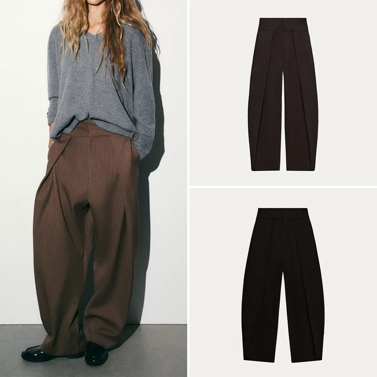 Pleated Balloon-Fit Trousers