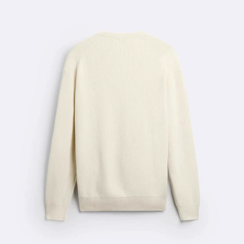 Wheat-Stitch Crew-Neck Sweater