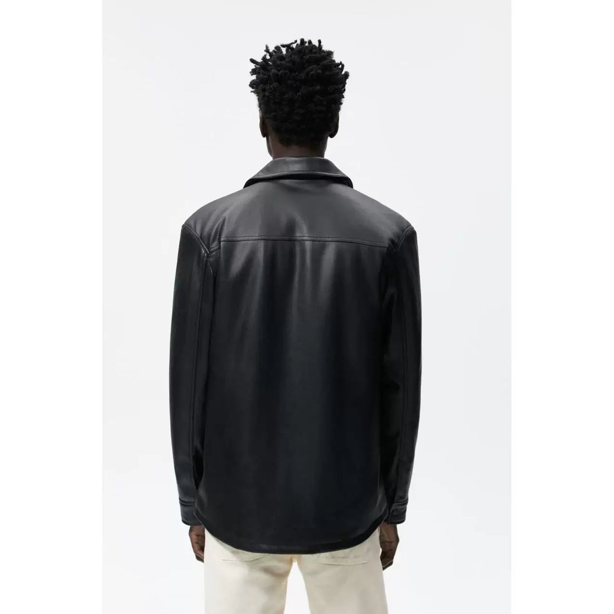 Faux Leather Shirt Jacket