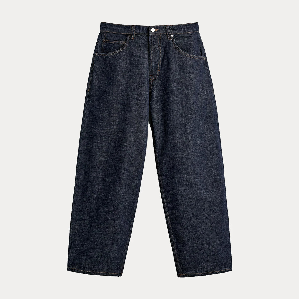 Washed Curved-Leg Denim Jeans