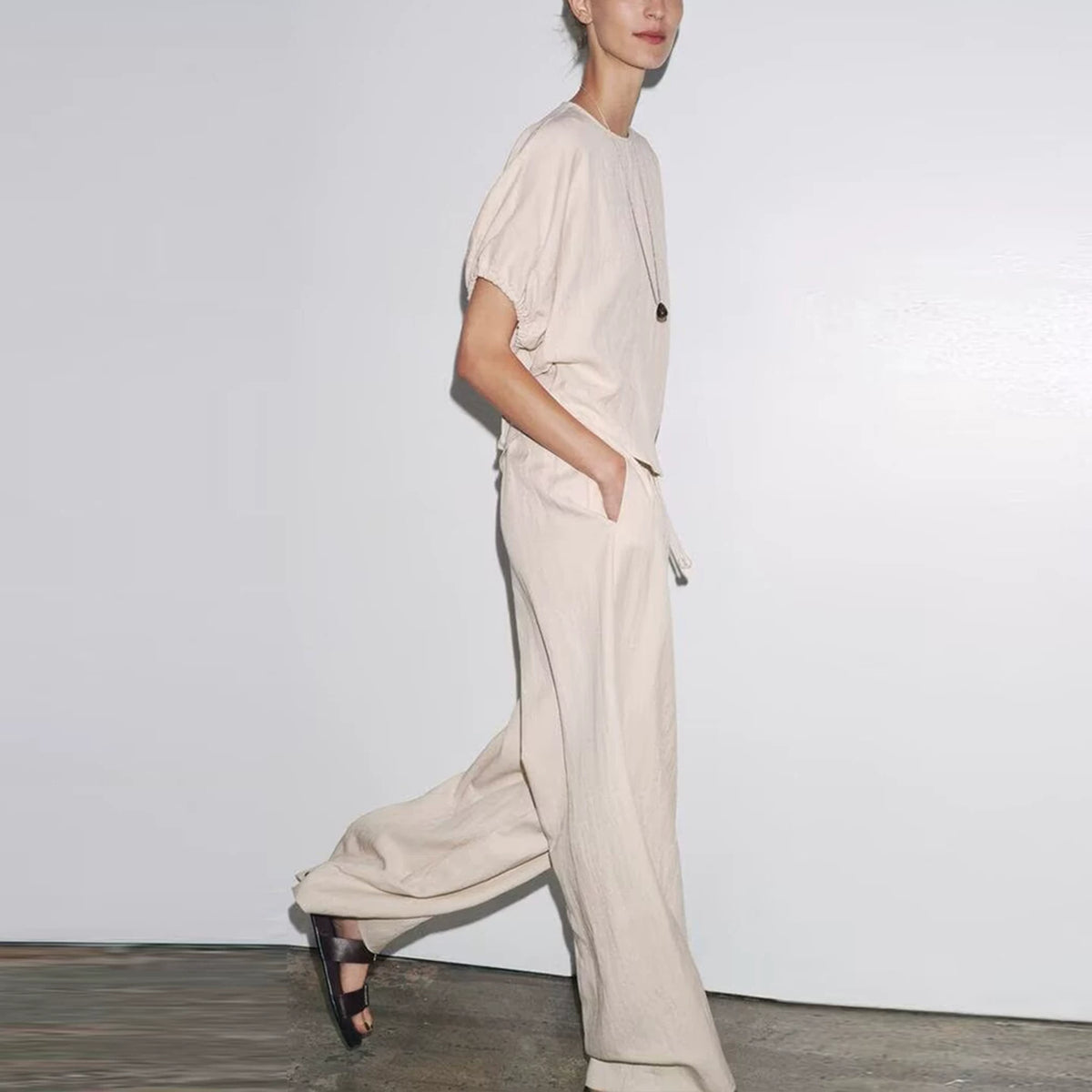 Pyjama-Style Shirt & Trousers Set