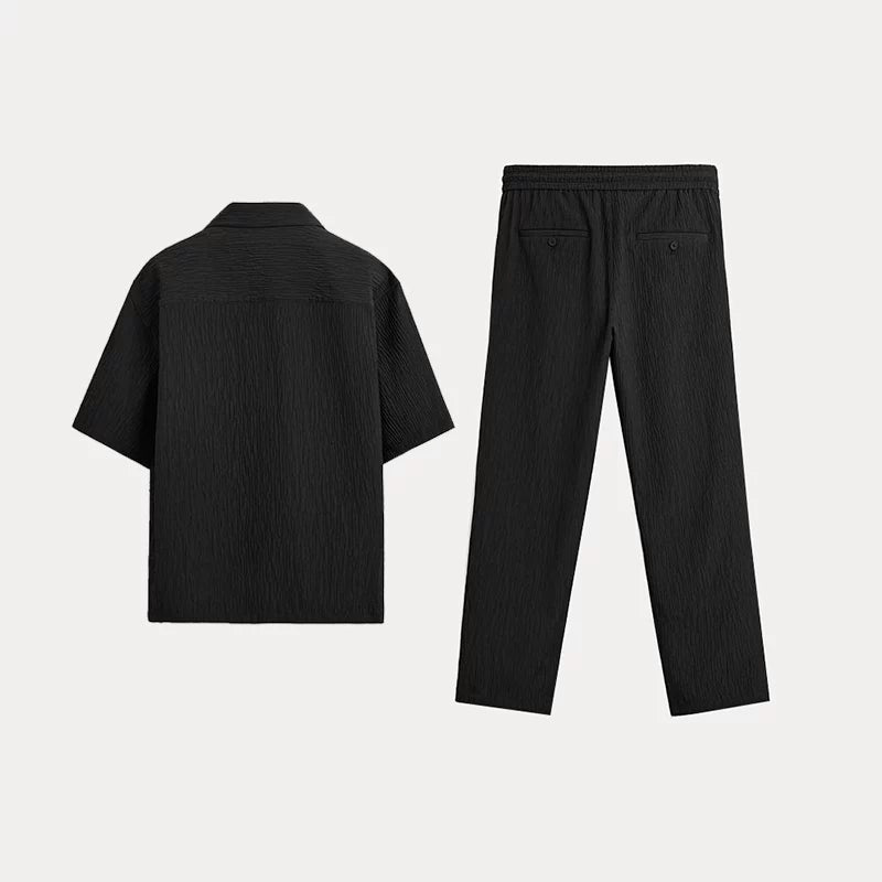 Embellished Short-Sleeve Shirt & Trousers Set