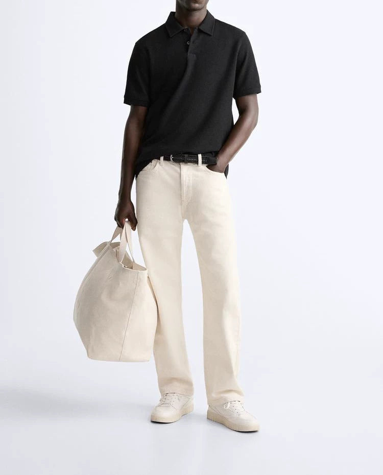 Textured Short-Sleeve Polo