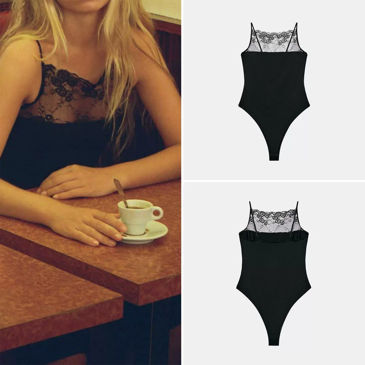 Lace Strap Square-Neck Jumpsuit