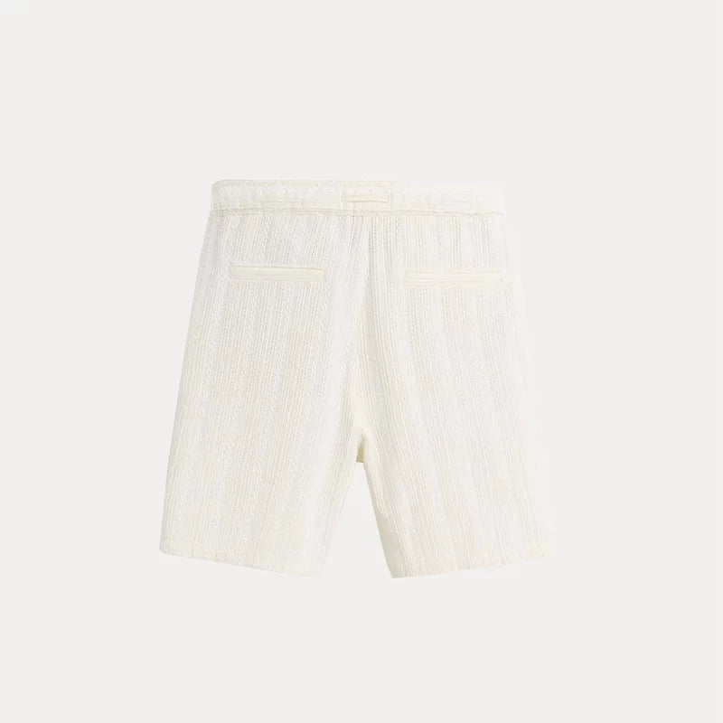 Striped Textured Straight Shorts