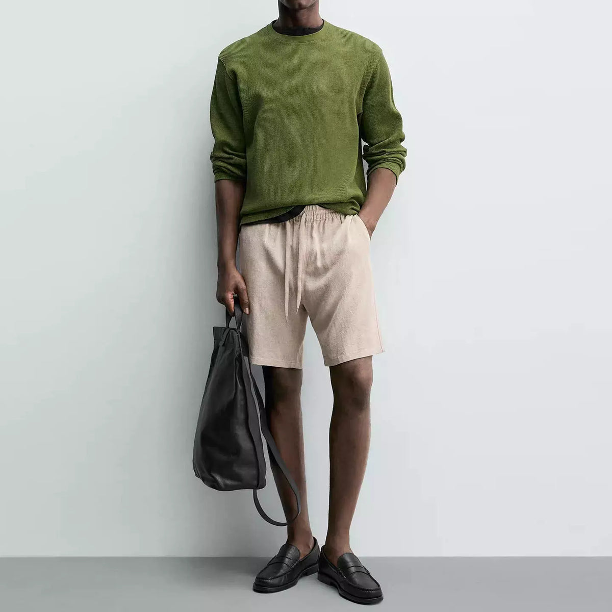 Striped Elastic-Waist Shorts