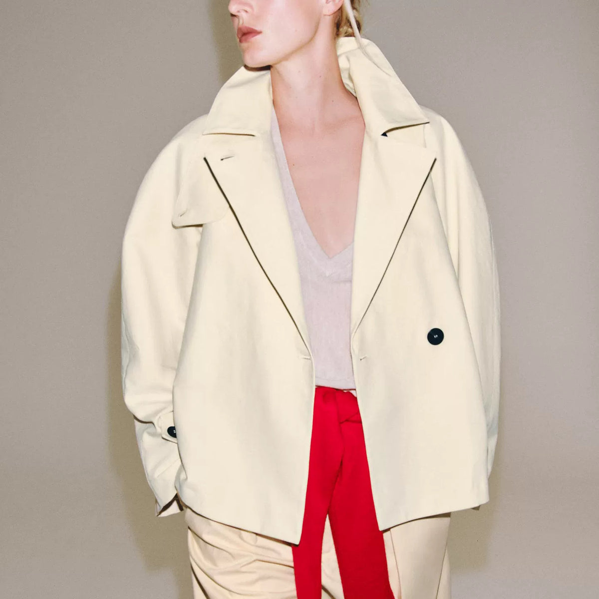 Cropped High-Neck Trench
