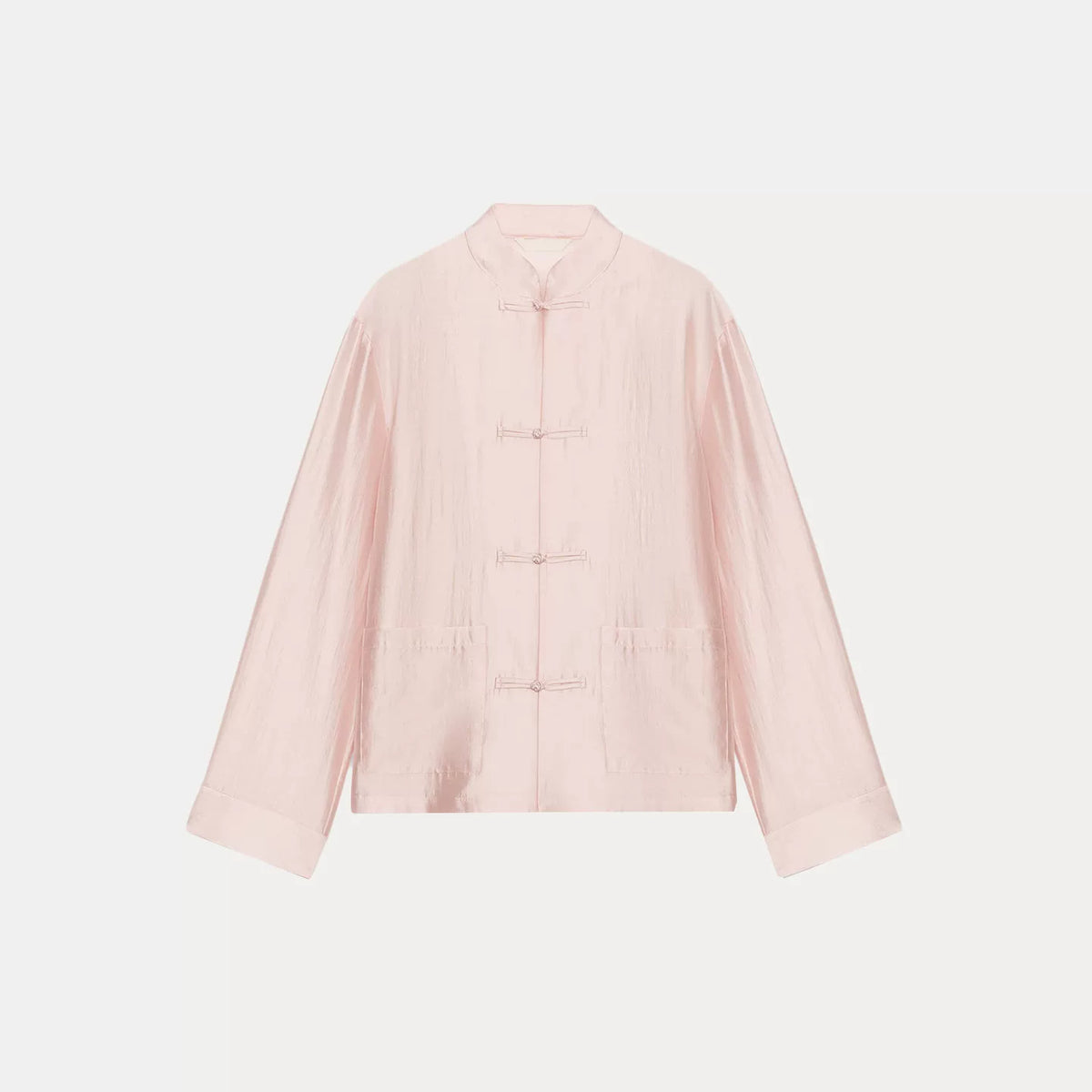 Knot-Button Round Neck Blouse