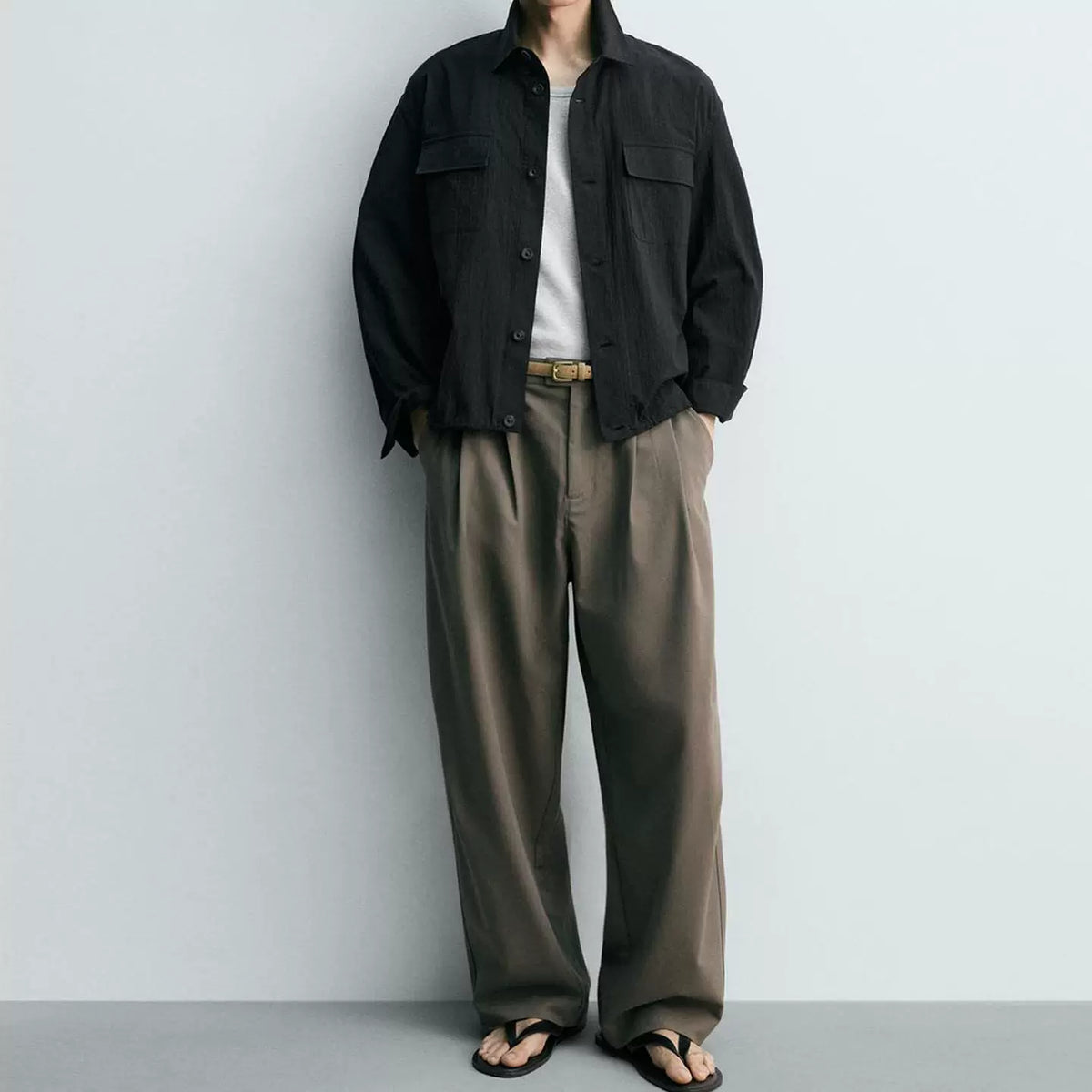 Pleated Relaxed Long Trousers
