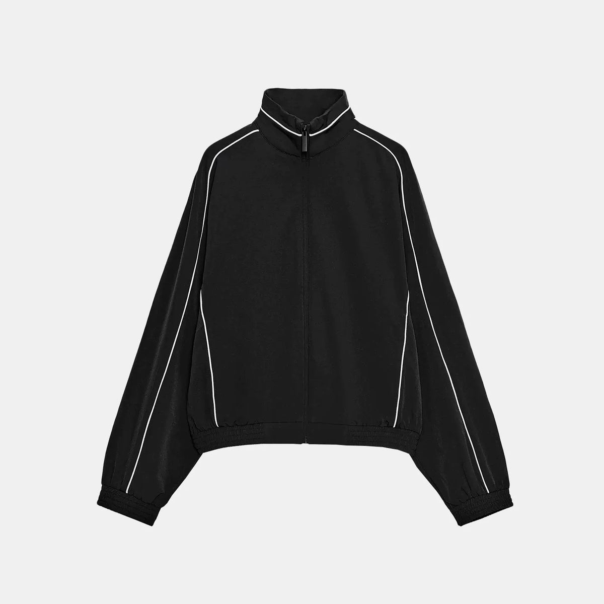Contrast-Trim Jacket and Straight Trousers Set